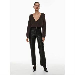 Aritzia Wilfred The Melina Pant - Black Faux Leather - 12 - New Without Tags